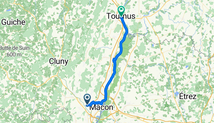 Chemin de Verneuil, Charnay-lès-Mâcon nach Place de l'Hôtel de Ville, Tournus