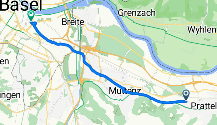 Baslerstrasse, Pratteln nach Kirschgartenstrasse, Basel