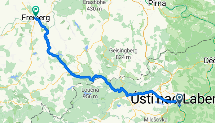 Ke Hradu, Ústí nad Labem to Mönchsstraße, Freiberg