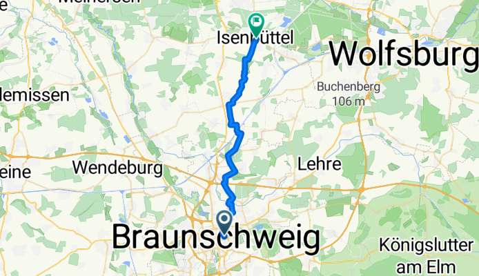 Jasperallee, Braunschweig nach Altes Mühlenfeld, Isenbüttel