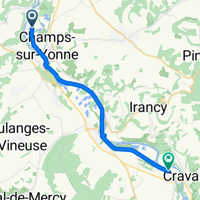 Route de Petit Vaux, Champs-sur-Yonne à Voie de Sens, Deux Rivières