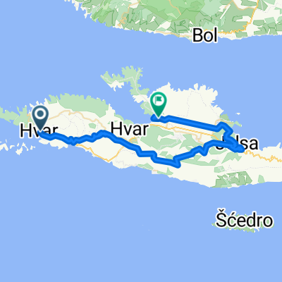 Route von Hvar via Jelsa
