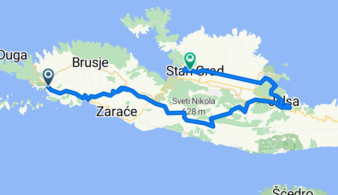 Route von Hvar via Jelsa