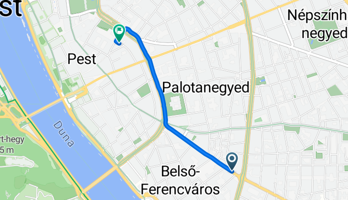 District VIII, Budapest to Semmelweis utca, Budapest