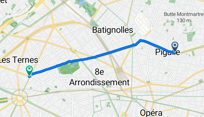 Rue des Martyrs, Paris nach Rue Brey, Paris