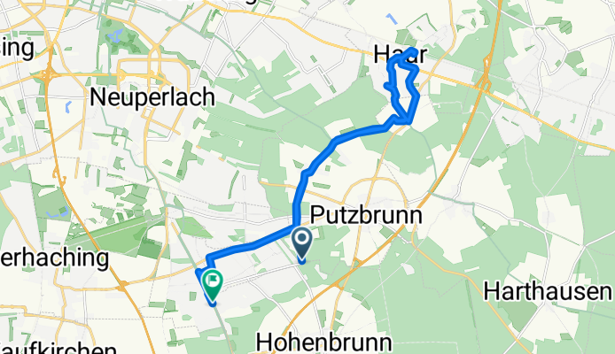 Ottobrunn nach Bahnhofsplatz in Haar und über Finkenstraße Ottobrunn zurück