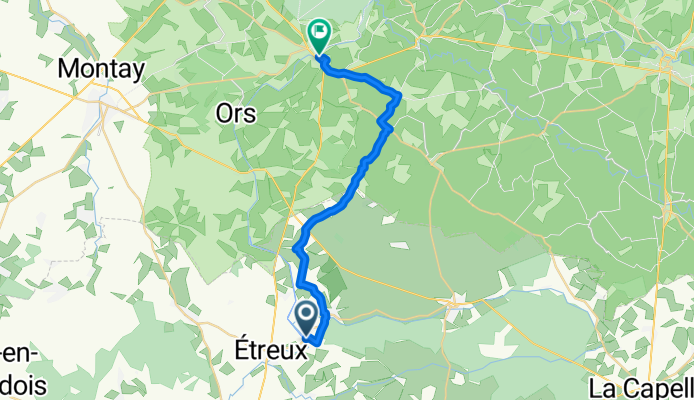 Rue du Gard, Étreux nach Avenue Dumey, Landrecies