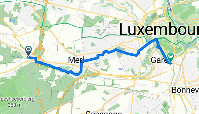 Rue de Luxembourg, Bertrange to Avenue de la Gare, Luxembourg