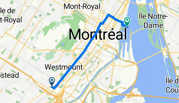 Sherbrooke St W, Montréal to Vieux Port, Montréal