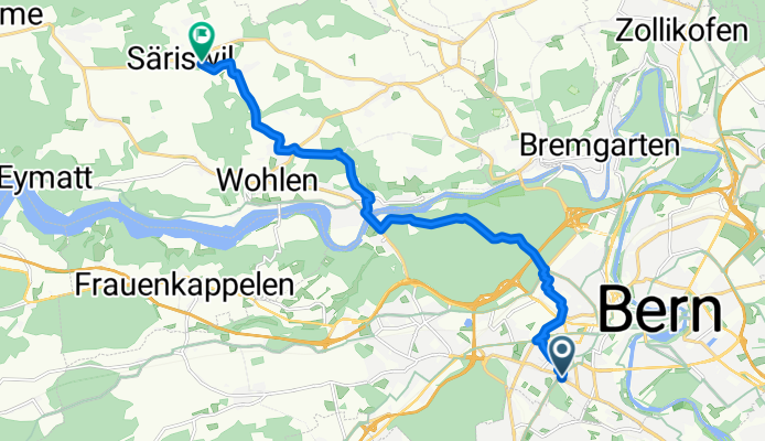Weissensteinstrasse, Bern nach Grabenmühleweg, Säriswil