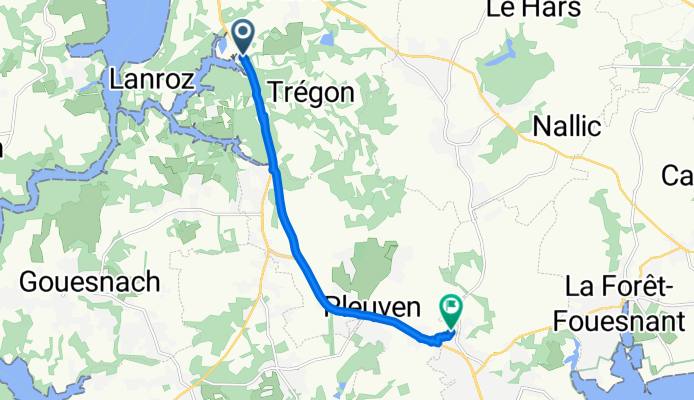Route de Bénodet, Quimper à Karn Moel, Fouesnant