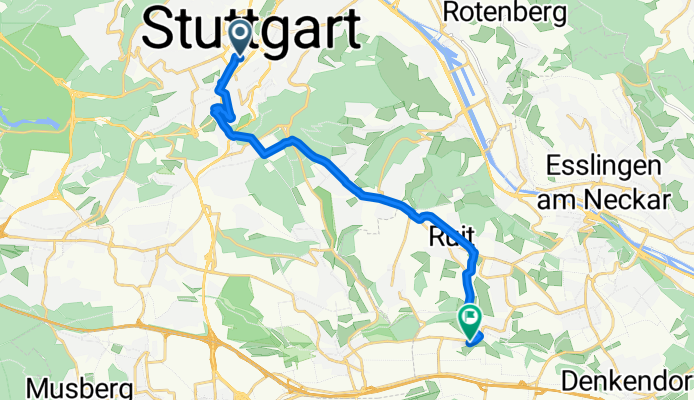 Eberhardstraße, Stuttgart nach Brunnenstraße, Ostfildern