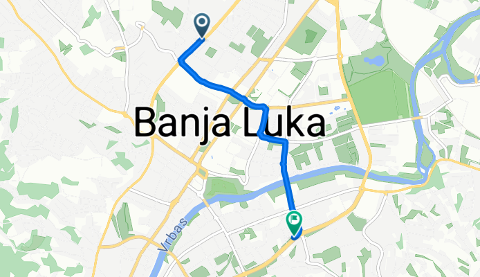 Крајишких бригада, Бања Лука to Улица Мајке Југовића, Бања Лука