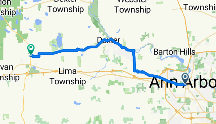 Route from pinckney mi