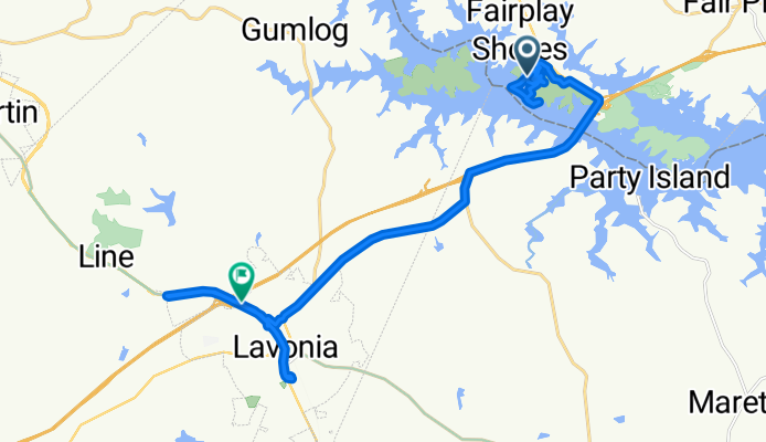 Kayak from site 75 and back Lake Hartwell SP (Delete 12 miles for vehicle trip to Lavonia GA)
