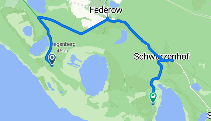 Stichweg des Schwäbischen Albvereins, Waren (Müritz) nach Speck, Kargow