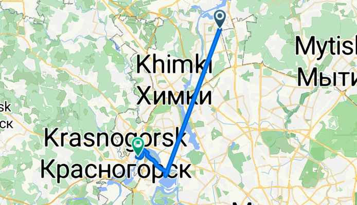 Долгопрудный до Живописная набережная, Красногорск