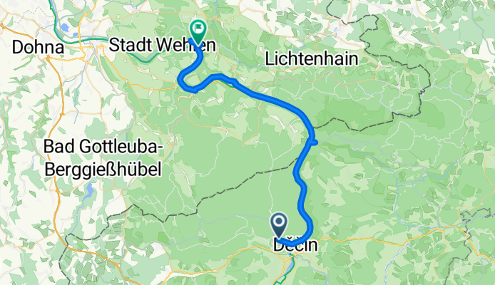Svatopluka Čecha, Děčín až Fährweg, Rathen