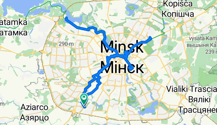 улица Наполеона Орды, Минск до улица Наполеона Орды, Минск