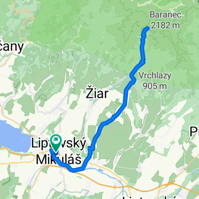 Route in Liptovsky Mikulas