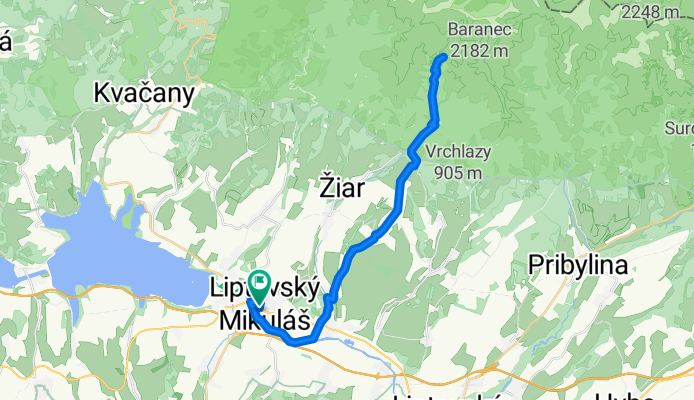 Route in Liptovsky Mikulas