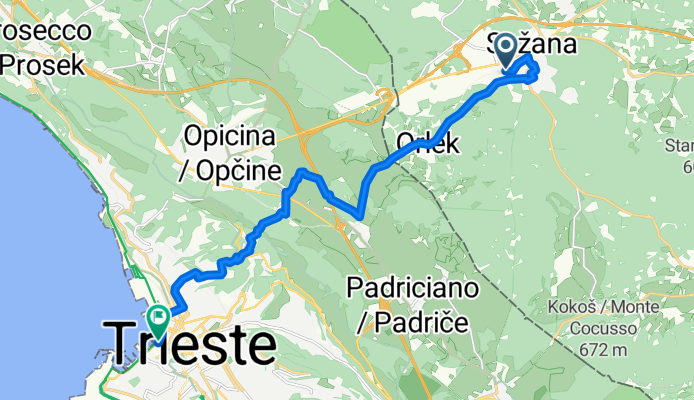 Sežana railway station to Trieste Unita d'Italia