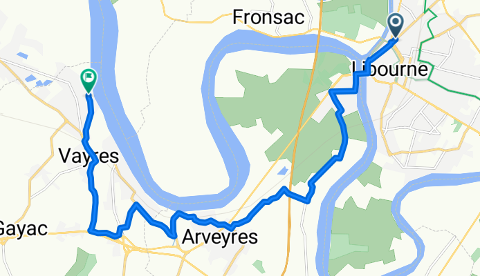 Avenue Georges Clemenceau, Libourne à Rue du Port, Vayres