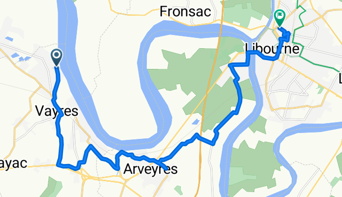 Rue du Port, Vayres à Avenue Georges Clemenceau, Libourne