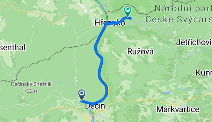 Svatopluka Čecha, Děčín až E 3, Hřensko