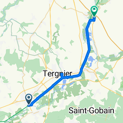 Rue du Port, Chauny nach Rue des Ponts, Brissy-Hamégicourt
