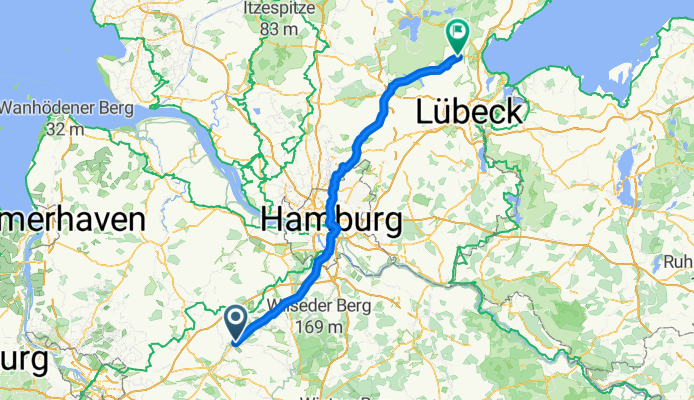 Velsen - Zwolle + Zwolle - Klein Berßen (2/2) + Klein Berßen - Bremen (2/2) + Bremen - Hamburg (2/2) + Hamburg - Heiligenhafen (1/2)