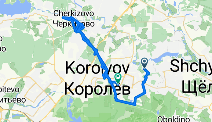 От Бурковский проезд 38 корпус 4, Королёв до Калининградская улица 1, Королёв