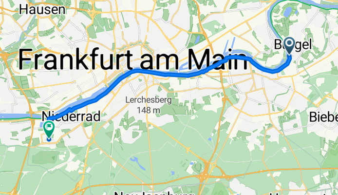 Nieder Gasse, Offenbach am Main nach Lyoner Straße, Frankfurt am Main