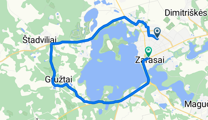 Malūno g., Zarasai до Vytauto g., Zarasai