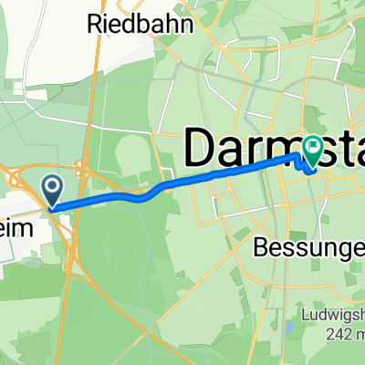 Flughafenstraße, Griesheim nach Ludwigspassage, Darmstadt