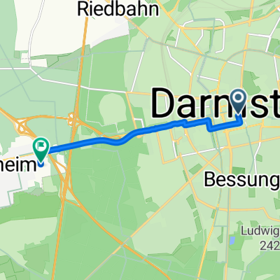 Wilhelminenstraße, Darmstadt nach Flughafenstraße, Griesheim