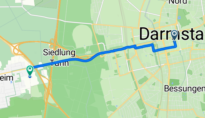 Wilhelminenstraße, Darmstadt nach Flughafenstraße, Griesheim