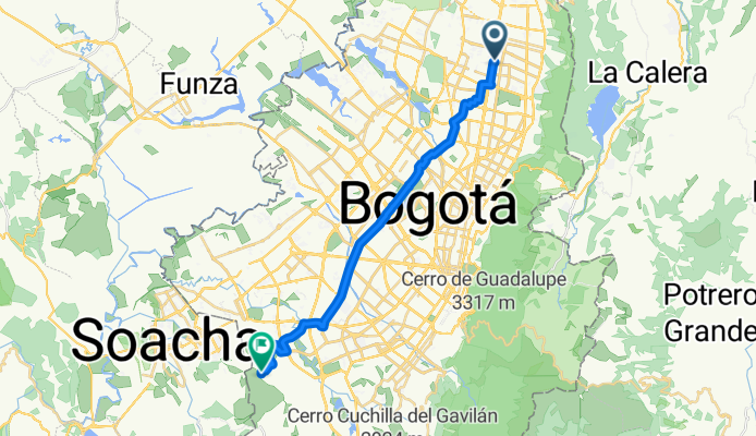 De Calle # 20-25 a Calle 80b Sur 40-30