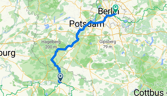 Route from Wittenberg