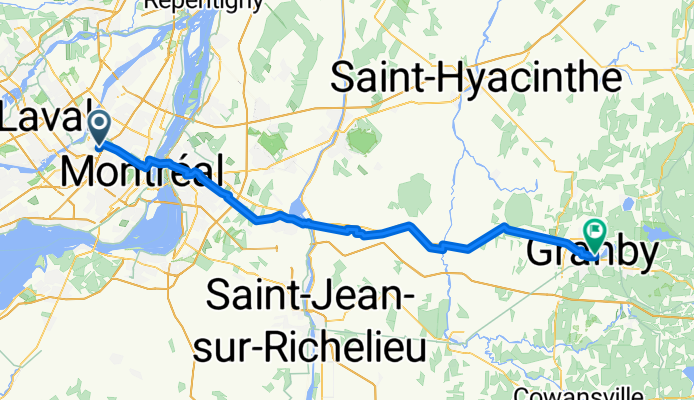 Rue Waverly, Montréal to Rue Drummond, Granby