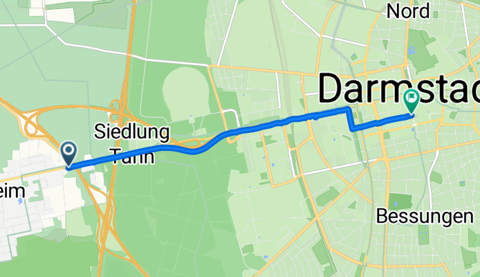 Wilhelm-Leuschner-Straße, Griesheim nach Ludwigsplatz, Darmstadt