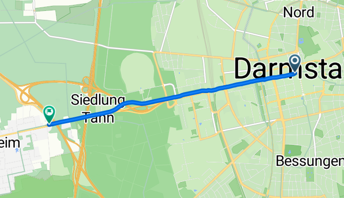 Luisenstraße, Darmstadt nach Wilhelm-Leuschner-Straße, Griesheim