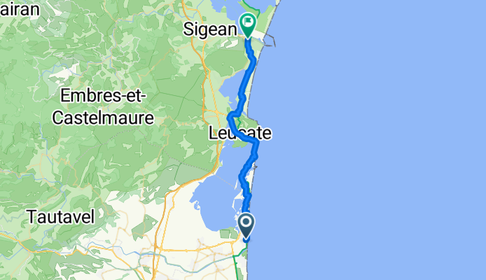 Boulevard du Grau St-Ange, Le Barcarès à Avenue Jean Moulin, Port-la-Nouvelle