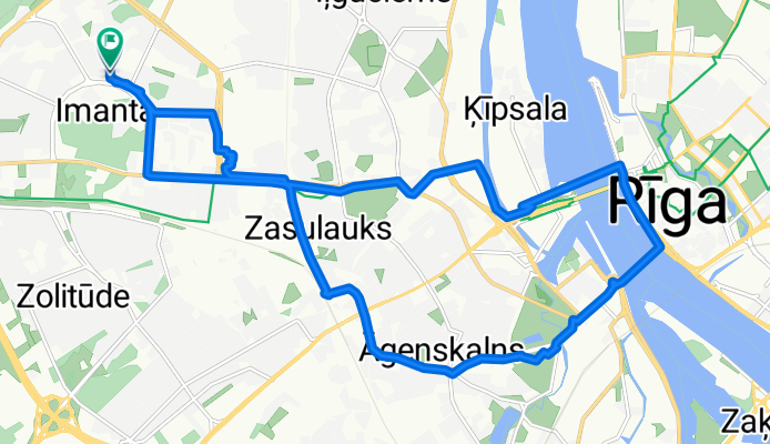Route to Anniņmuižas bulvāris, Рига