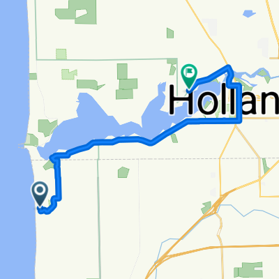 North from Castle Park through Holland 10 miles