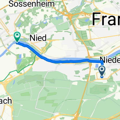 Lyoner Straße, Frankfurt am Main nach Höchster Weg, Frankfurt am Main