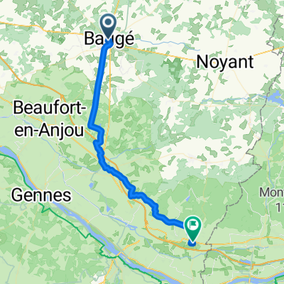 Place du Marché, Baugé-en-Anjou naar Route de la Chaussée, Brain-sur-Allonnes