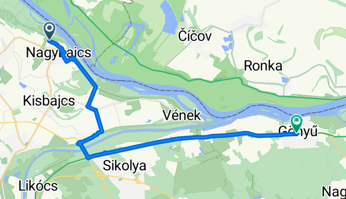 Nagybajcs to Irányi Dániel utca, Gönyű