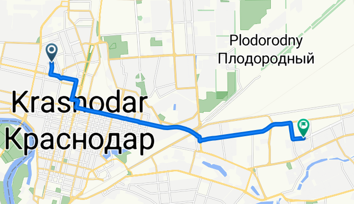 Парковая улица, Краснодар до Магистральная улица, Краснодар
