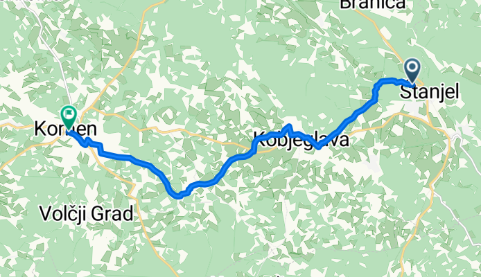 Regionalna Cesta 204, Štanjel to Komen, Komen